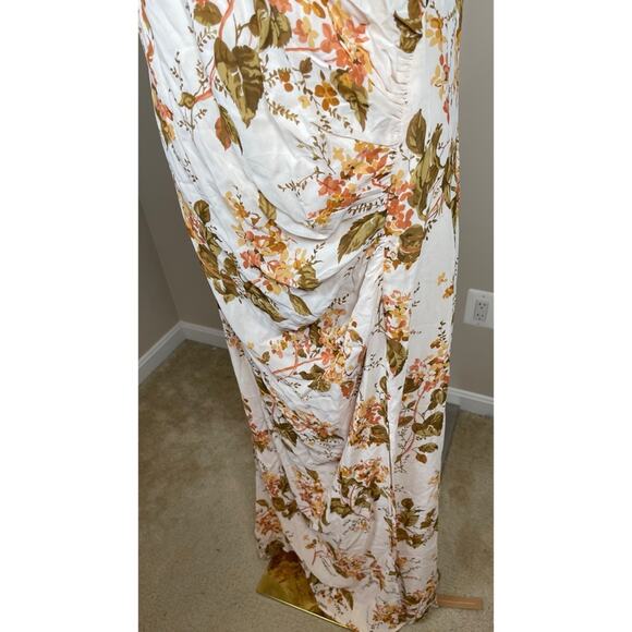 Reformation Senna Floral Ruched High Neck High Slit Bella Maxi Dress Size 18 - Picture 7 of 11